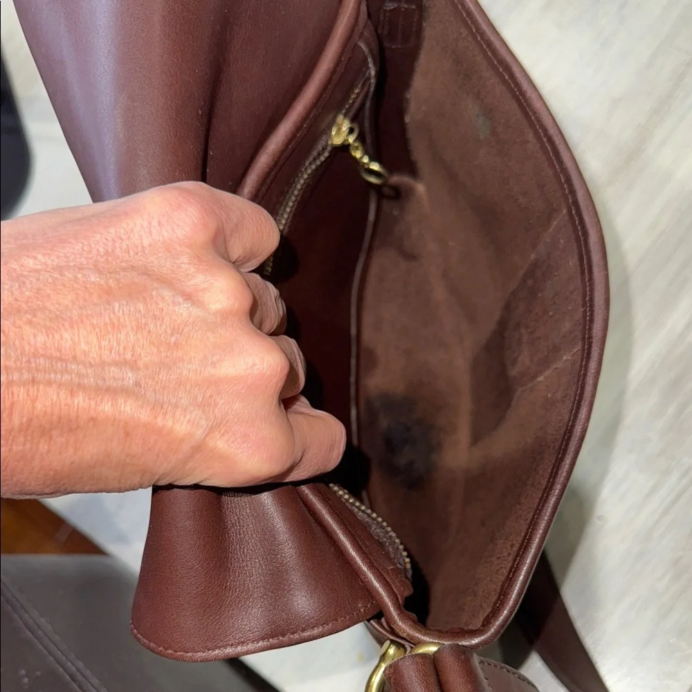 Vintage Coach Dark Brown Equestrian Leather Flap Bag